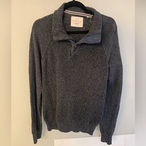 Weatherproof Dark Gray Button Collar Sweater